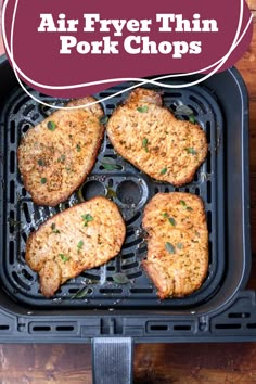 Savor these Juicy Air Fryer Thin Pork Chops for a mouthwatering dinner! Air frying ensures they stay tender and flavorful, making them a perfect choice for a quick and easy meal the whole family will enjoy. Pork Chops In Ninja Foodi Grill, Think Pork Chops In Air Fryer, Easy Boneless Pork Chop Recipes Air Fryer, Fast Fry Pork Chop Recipes Air Fryer, Air Fryer Breaded Pork Chops Boneless, Airfry Pork Chops Boneless, Air Fryer Pork Cutlets Recipe, Airfry Pork Chops Bone In, Boneless Pork Loin Chops Air Fryer