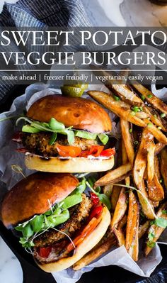 sweet potato veggie burgers with french fries