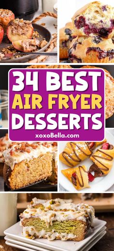 Desserts in the air fryer Air Bake Recipes, Air Fryer Sweets Easy, Dessert Recipes For Air Fryer, Air Fried Dessert Recipes, Easy Desert Ideas Air Fryer, Ninja Dessert Recipes, Air Fry Deserts, Ninja Air Fryer Baking Recipes, Air Fryer Single Dessert