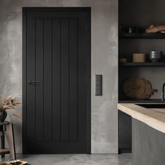 Mexicano Black Internal Door - Vertical Lining - Prefinished Black Internal Doors, Black Composite Door, Internal Doors Modern, Kitchen Pantry Doors, Bathroom Door Handles, Living Room Panelling, Modern Interior Door, Internal Sliding Doors, Black Interior Doors