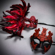 Step into the enchanting world of masquerade with our Venetian Masquerade Couple Party Mask Set, designed to elevate your celebrations and events to new heights of elegance and mystery. This exquisite set includes two beautifully crafted masks, each exuding its own unique charm and allure. With intricate details and a perfect blend of sophistication and whimsy, these masks are sure to catch the eye of everyone at the masquerade ball, music festival, night party, or Halloween costume event. Designed for both men and women, these masks are made from high-quality materials and handcrafted then hand painted and coated for ensuring comfort and durability for extended wear. The secure and adjustable straps guarantee a snug and comfortable fit, allowing you to dance the night away without worry. Red Masquerade Dress, Masquerade Dress And Mask, Masquerade Couple, Venetian Masquerade Masks, Luxury Couple, Men Party, Party Mask, Venetian Masquerade, Man Party