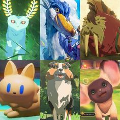 several different pokemon characters are shown in this compositeoram image, including pikachu, eeon, and more