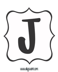 the letter j in a black and white frame