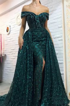 Wanna Prom Dresses, Evening Dresses in Column style, and delicate Sequined work? Ballbella has all covered on this elegant Dark Green Off-the-Shoulder Sparkle Long Evening Dresses Sheath Chic High Split Overskirt Prom Dresses yet cheap price. Evening Party Dresses, Prom Dresses Formal, Off Shoulder Gown, Long Prom Dresses, Dresses Elegant, Tulle Fabric, Evening Party Dress, Dresses Formal, Mermaid Dresses