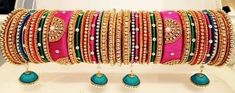 38 Bangles In Full Set  Silk Thread Bangles Wedding Bangles Collection Baby Shower Jewelry, Bangles Collection, Wedding Bangles, Kundan Work, Silk Thread Bangles, The Bangles, Thread Bangles, Bracelet Wedding, Bridal Bangles