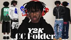 three young men wearing black and white hoodies with the words y2k on them