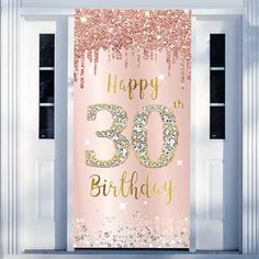 PRICES MAY VARY. [You will get] - Pink rose gold 30th birthday happy birthday party door banner decoration, 72.8 X 35.4 inches, enough to decorate the 30th birthday theme party and make your birthday party full of joy. [New design] - This is a door banner decoration specially designed for 30-year-old women's birthday party. It uses exquisite pink rose gold with the number "30" studded with shiny diamond elements, and adds a flash of light The rich party elements such as the stars and the oversiz Birthday Door, Happy 15th Birthday, Happy 90th Birthday, Happy 13th Birthday, Happy 10th Birthday, Glitter Rosa, Photo Booth Prop, Happy 16th Birthday, Happy 60th Birthday