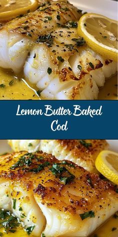 lemon butter baked fish with herbs on the side