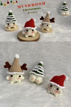 CROCHET CHRISTMAS : Baby Mushroom Crochet Tutorial 🎄🎅🏻🦌 | Christmas Hat Tree | Santa | Reindeer Materials 🥰🤶🏻☃ : 1. Cotton Yarn 4ply size 2 mm. 2. Crochet Hook No.4 size 2.5 mm. 3. Eyes size 6 mm. 4. Polyester fiber 5. Scissors 6. Needle 7. Glue Finished size: Height 9 cm. Width 5.5 cm. Baby Mushroom Crochet, Diy Christmas Hats, Crochet Santa Hat, Mushroom Crochet, Hat Tree, Easy Beginner Crochet Patterns, Crochet Christmas Hats, Christmas Keychain, Crochet Tree