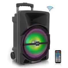 Pyle Portable PA Speaker with LED Lights - Bluetooth Indoor / Outdoor Loudspeaker with Built-in Rechargeable Battery, Flashing Party Lights, MP3/USB/SD Readers, FM Radio - Portable & High-Powered Speaker System - Rugged & Compact Speaker Designed for Portability - Bluetooth Wireless Music Streaming Ability - Multi-Color Flashing LED Party Lights - Flashing LED Lights Bounce & Pulse to the Music Beat - FM Radio with Digital Display - Built-in Rechargeable Battery - Recording Function - Microphone Car Stereo Speakers, Led Party Lights, Dj Sound, Pa Speakers, Speaker Design, Speaker System, Party Lights, Stereo Speakers, Micro Sd Card