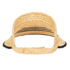 Keep sun, sweat, and hair out of your eyes with our textured wheat straw visor. The curved brim offers optimum sun protection for your face and eyes. Complete with a velcro back closure to maximize your perfect fit. Features: Colors: Black, Blue, & Red Materials: 100% Wheat Straw Brim Size: 4.25" Women's One Size Adjustable Textured Wheat Straw With Stripes & Velcro Closure