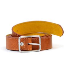 Reversible Centerbar Belt Modern Brown Belts For Office Wear, Leather Belt With Removable Feature For Everyday, Brown Leather Belt Buckles For Office, Classic Leather Belt With Leather Trim, Brass Hardware, Brass, Yellow, Leather, Color