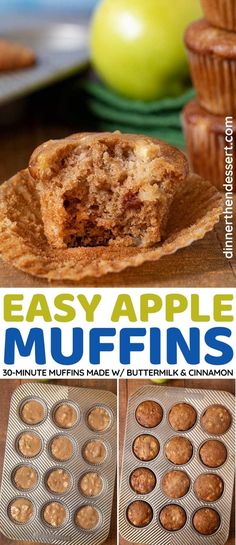 easy apple muffins recipe with instructions for making them and baking them in the oven