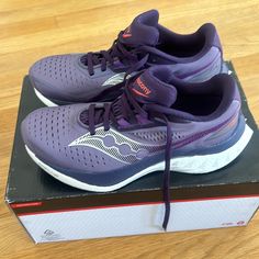 Brand New, In Original Box. Never Worn. Running Shoes With Plate, Great For Speed Workouts Or Races. Purple Color. Purple Running Shoes, Speed Workouts, Saucony Endorphin Speed, Speed Workout, Saucony Shoes, Purple Color, Running Shoes, Athletic Shoes, Original Box