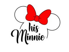 a minnie mouse with a red bow on it's head that says, his minnie