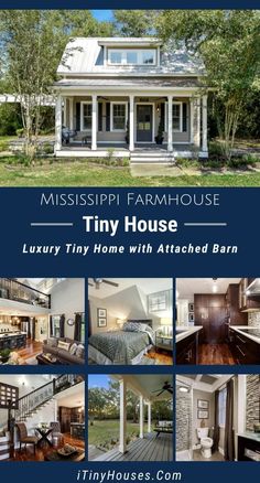 the front cover of mississippi farmhouse house, featuring pictures of different rooms and furnishings in it