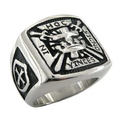 Templar Masonic Rings For Men. New Without Tags. Knights Of Templar Cross And Crown Free Mason Ring - In Hoc Signo Vinces - With A Shield And Cross On Both Sides. Deep Carved Stainless Steel Design - Top Band Width: Approx. 9-12mm - Comfort Fit Black And Color Enamel Band For Free Masons. Back Band Width Is Approximately 8mm. Design: Carved Enamel Freemasonry Icon. A Great Masonic Jewelry Gift! Knights Of Templar, In Hoc Signo Vinces, Ring With Cross, Mason Ring, Freemason Ring, Free Mason, Masonic Jewelry, Diy Jewelry Rings, Masonic Symbols