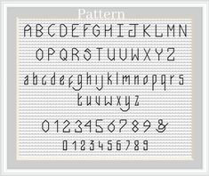 a cross stitch pattern with the letters and numbers to be used in embroidery projects, such as