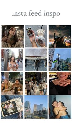 a collage of photos with people taking pictures and texting instafeed