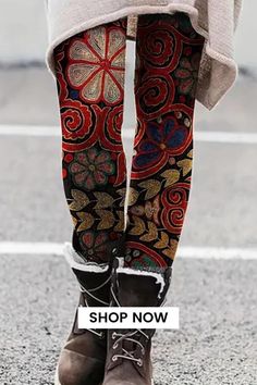 Elevate your casual style with our Floral Print Skinny Leggings. These high waist leggings offer both comfort and fashion with their vibrant floral pattern. Crafted for a snug fit, they provide a flattering silhouette while ensuring ease of movement. Ideal for everyday wear, these leggings bring a touch of nature-inspired charm to your wardrobe. Casual Tight Leggings, Multicolor Tight Casual Bottoms, Stretch Multicolor Pants For Winter, Winter Stretch Multicolor Pants, Winter Multicolor Stretch Pants, Bohemian Stretch Leggings, Bohemian Leggings, Leggings Outfit Fall, Clothing Tips