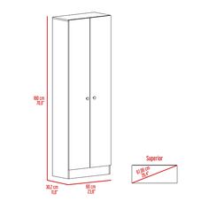 a drawing of a tall cabinet with measurements for the door and bottom section on it