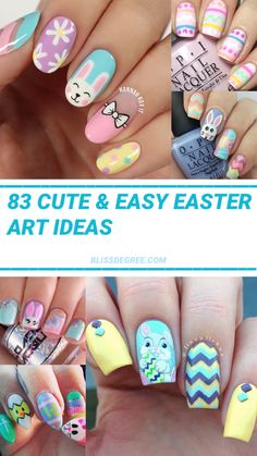 83 Cute & Easy Easter Nail Art Ideas to Try this Spring - Bliss Degree Easter Nail Art Ideas, Easter Nails Design Spring, Tulip Nails, Nails Art Designs, Turquoise Nails