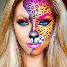 Nem Halloween Makeup, Cheetah Makeup, Beautiful Halloween Makeup, Cool Halloween Makeup