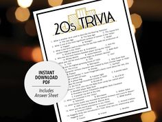 a white paper with the words, 20 trivia on it