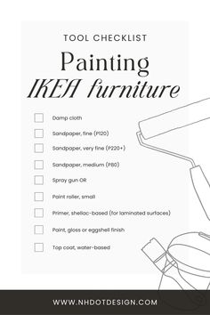 the tools needed to paint furniture are shown in this graphic diagram, which shows how to use