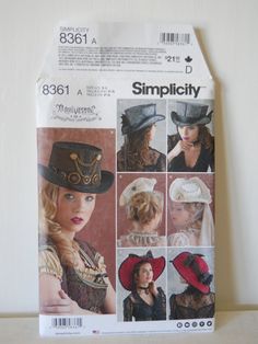 Hey, I found this really awesome Etsy listing at https://www.etsy.com/listing/1000889614/simplicity-8361-a-s-l-historical Victorian Top, Steampunk Hat, Couture Hats, Hat Patterns To Sew, Bridal Hat, Hat Decoration, Unique Bride, Large Hats, Steampunk Victorian