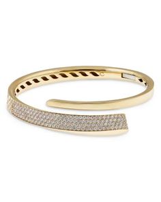 Crivelli 18K Yellow Gold Like Diamond Pave Bypass Bangle Bracelet - Exclusive, Italy Campaign Pave Diamonds, Bangle Bracelet, Bangle Bracelets, Jewelry Accessories, Bangles, Buy Online, In Store, Yellow Gold, Italy