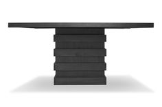 a black table with bookshelves on it's sides and a white background