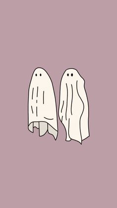 two ghost like objects on a pink background