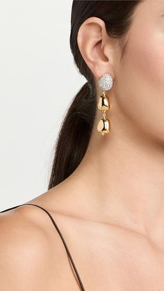 Lele Sadoughi Pebble Linear Earrings | Shopbop Elegant Brass Clip-on Earrings With Plating, Classic Brass Jewelry For Party, Elegant Round Brass Linear Earrings, Elegant Round Linear Brass Earrings, Gold-plated Bridal Earrings For Party, Gold Plated Bridal Earrings For Party, Chic Gold-tone Plated Earrings, Luxury Metal Drop Clip-on Earrings, Luxury Metal Dangle Earrings