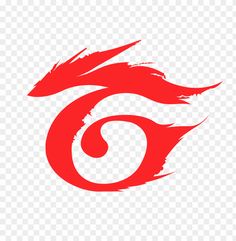 a red dragon logo on a white background, with the tail shaped like an eye