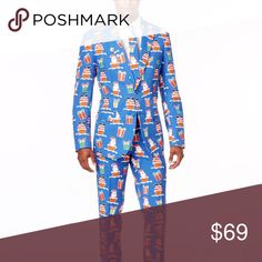 OPPOSUITS-Giftmas Eve Slim-Fit W/Tie 2PC Suit 40R OPPOSUITS $99.99 Giftmas Eve Slim-Fit W/Tie 2PC Suit 40R 35W 33L Brand: OPPOSUITS Original Retail: $100 Condition: New with tags Category: Mens Jacket Size: 40R Pants Size: 35W 33L Size Type: Regular Jacket Length: Regular Style: Giftmas Eve Slim-Fit W/Tie Color: Blue Additional: Blazer and Pants only Style No: OSUI-0063 Custom Label No.: MSUT2350 ITEM#0002378 OppoSuits Suits & Blazers Suits Fitted Long Sleeve Suit For Holiday, Printed Long Sleeve Suits For Formal Occasions, Formal Long Sleeve Printed Suit, Formal Printed Long Sleeve Suits, Fitted Long Sleeve Printed Suits, Fitted Christmas Party Sets, Fitted Sets For Festive Winter Occasions, Printed Fitted Sets For Party, Printed Fitted Party Sets