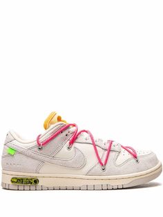 Nike X Off-White Nike Dunk Low Sneakers - Farfetch Nike Dunk Low Off White, Off White Nike, Preppy Shoes, Off White Shoes, Nike T, Swoosh Logo, Swag Shoes, White Nike, Sneakers Grey