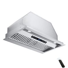 an exhaust hood with remote control attached to it