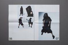 an open magazine with images of women in black clothing