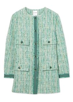 Tailored to perfection, this lurex slub and tape tweed knit jacket boasts a grosgrain texture, while flap pockets and a placket detail finish the polished piece. 45% Cotton, 17% Polyester, 16% Acrylic, 13% Viscose, 8% Nylon, 1% Metallic (Polyester) Overall Length: 30 Inches Collar Type: Round Neckline Closure Type: Snap Sleeve Type: Long Sleeve Sleeve Length: 22.25 Inches Take advantage of our TrueFit sizing if shopping for the first time. Traditional Fit Formal Evening Wear, Tweed Shorts, Denim Accessories, Van Cleef Arpels, Dream Clothes, Knit Jacket, Dolce & Gabbana, Green Jacket, Lady Dior