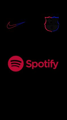 the spotify logo is lit up in red and blue