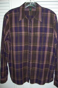 "Vintage Ralph Lauren very preppy classic cotton Saturday shirt. Size large, or 12 - 14 Bust measures 42\", length 27\". Two breast pockets, Fall colors! No flaws of any kind. Stored with TLC Comes from a smoke-free home." Preppy Collared Shirt For Fall, Classic Purple Shirt For Fall, Preppy Cotton Shirt For Fall, Herringbone Tweed Jacket, Ralph Lauren Fall, Flower Pants, Herringbone Tweed, Vintage Ralph Lauren, Vintage Elegant