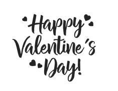 the phrase happy valentine's day written in black ink on a white background with hearts