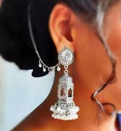 Silver plated Pearl Bird Cage jhumka earrings. Handmade Jewelry Set, Ear Chain, Oxidized Necklace, Bohemian Jewellery, Traditional Earrings, Bollywood Style, Gold Necklace Set, Indian Wedding Jewelry, Jhumka Earrings