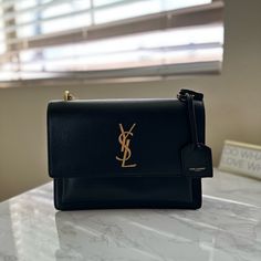 In Perfect Condition - Used Twice Proof Of Authenticity Displayed #Ysl #Saintlaurent #Crossbody #Shoulderbag #Black #Gold Ysl Sunset Bag Medium Black, Ysl Sunset Bag Black, Medium Sunset Ysl, Bags Ysl, Saint Laurent Bags, Yves Saint Laurent Bags, Chain Bag, Chain Bags, Black And Gold