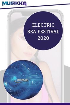 an advertisement for the electric sea festival with a woman in pink top and blue background