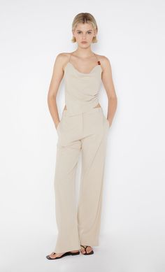 The BEC + BRIDGE Desiree Straight Leg Pant are a tailored, relaxed style designed to sit on the high waist. The pant feature belt loops, back welt pockets and in seam pockets. Styled with BEC + BRIDGE Desiree Halter Top. Straight Leg Pant, Maxi Dress Prom, Prom Dress Shopping, Amber Beads, Bec & Bridge, Under Dress, Brides And Bridesmaids, Relaxed Style, Straight Leg Pants