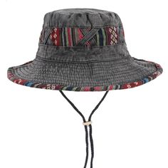 Displaying a colorful striped pattern that further accentuates its look, this unisex cowboy hat is the perfect pick for a variety of outdoor activities such as hunting, fishing, hiking, or when camping. Made from superior quality cotton that ensures better durability, this boonie hat offers optimal protection from the sun, keeping you cool and comfortable for a longer time. Ideal for casual wear, grab this multi-purpose cap today!Specifications Top Type: Flat Style: Casual Pattern Type: striped Black Bucket Hat For Summer Camping, Adjustable Multicolor Casual Hats, Casual Multicolor Adjustable Hats, Black Wide Brim Hat For Camping, Black Wide Brim Hat For Fishing, Casual Black Bucket Hat For Camping, Adjustable Wide Brim Gray Bucket Hat, Gray Wide Brim Adjustable Bucket Hat, Adjustable Gray Bucket Hat For Outdoor