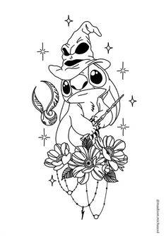 a cartoon character holding flowers in her hand