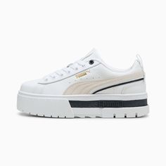 Mayze Classics Women's Sneakers | PUMA White Puma, Sneakers Puma, Heel Caps, The Hype, Platform Sneaker, Foil Print, The Trend, Women's Sneakers, Trend Setter